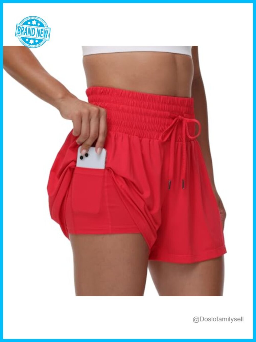 Blaosn Flowy Athletic Shorts High Waist Skort Built-in Biker Shorts Pockets